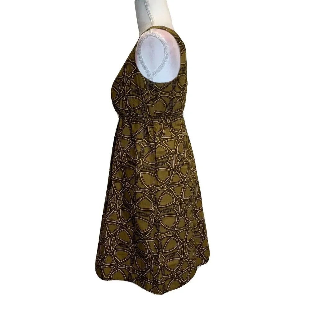 Michael Kors Women V Neck Sheath Dress High Waist Sleeveless Size PS Cotton